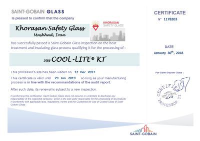 گواهی نامه شیشه خرسان